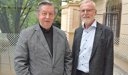 P. Klaus Schweiggl SJ (links) und der geschäftsführende Vorsitzende des Linzer Priesterrats, Pfarrer Klaus Dopler.   