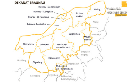Die Landkarte des Dekanats Braunau