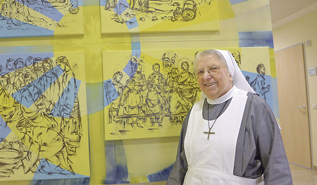 Schwester Agnes Rockenschaub im Klinikum Wels-Grieskirchen. Das Bild stammt von einem ehemaligen Patienten.  