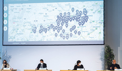  Integrationsministerin Susanne Raab, Mouhanad Khorchide und Elham Manea vom wissenschaftlichen Beirat der Dokumentationsstelle Politischer Islam, Ednan Aslan von der Universität Wien.