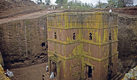 Eine Felsenkirche in Lalibela 