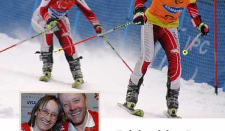 Sabine und Emil Gasteiger Damen Slalom sehbehindert , IX Paralympische Winterspiele im Olympia - Stadion Turin , Paralympics Sestriere Turin 2006 , 19.03.2006
Foto: Anton Holzer