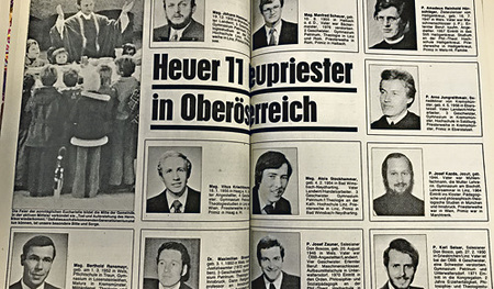 Bischof Dr. Manfred Scheuer (oben Mitte) und Dompfarrer Dr. Maximilian Strasser (unten, 2. v. l.)