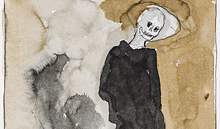 Junger Tod von Günter Brus, 2020, Aquarell, Ausschnitt.  