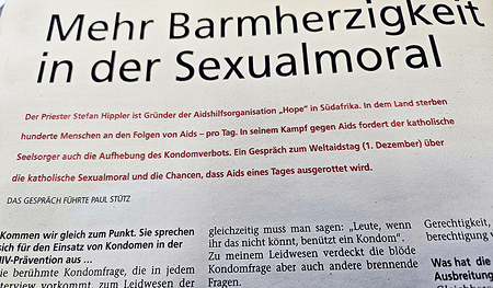 Sexualmoral, Kondome und Aids waren zentrale Themen des Interviews.  