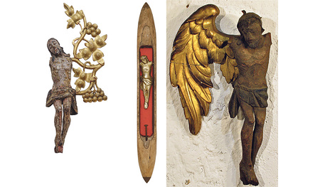 „Waches Warten“ nennt Elisabeth Bindreiter die Zeit, bis zu einer Christusfigur die passende Ergänzung kommt: ein Flügel, Weberschiffchen oder Ornament. 