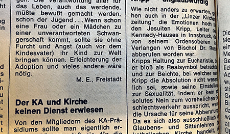 Die Absetzung von Pater Kripp wurde auch in Leserbriefen heftig diskutiert.  