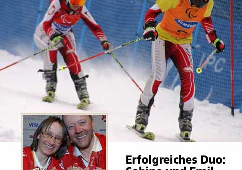 Sabine und Emil Gasteiger Damen Slalom sehbehindert , IX Paralympische Winterspiele im Olympia - Stadion Turin , Paralympics Sestriere Turin 2006 , 19.03.2006
Foto: Anton Holzer