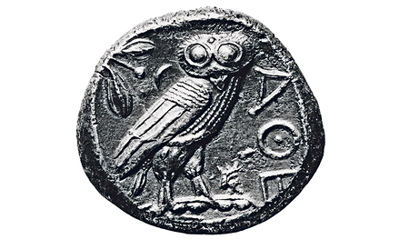 Eule auf einem Athener Tetradrachmon