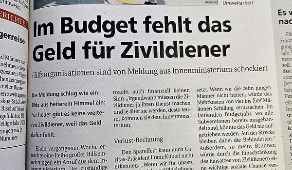Vor 25 Jahren fehlten die Budgetmittel für die Zivildiener.