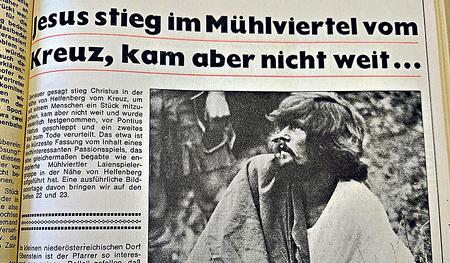 Bericht über das Passionsspiel einer Mühlviertler-Laientheatergruppe im Jahr 1974. 