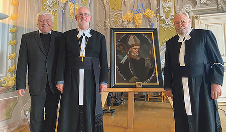 P. Udo Fischer vom Stift Göttweig (von links), Propst Johannes Holzinger und Ferdinand Reisinger