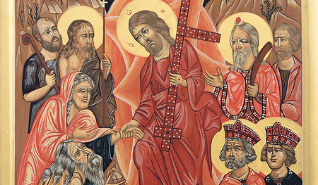 Anastasis (Auferstehung) Christi, Sinai-Katharinenkloster,  venezianischer Künstler, 13. Jahrhundert,  geschrieben von Adolf Trawöger 