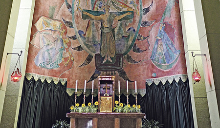 Fresko von Max Weiler in der Christkönigskirche in Linz