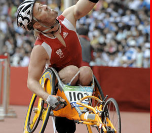 Thomas Geierspichler , Sieger im Rollstuhl Marathon bei den Sommer Paralympics Peking 2008 , 12.09.2008 , © Foto: Franz Baldauf / ÖPC