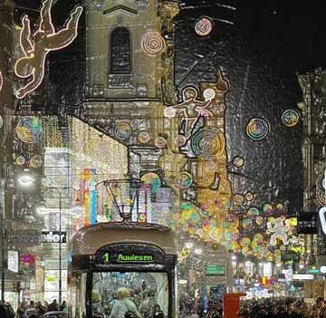 Weihnachten 2005, Weihnachtsbeleluchtung, Landstra?e, Linz, Stra?enbahn, Menschen, Einkauf, Geschenke, Weihnachtsgeschenke, Weihnachtsschmuck, Lichter, Gesch?fte, Passage Kaufhaus, Ursulinenkirche, Schienen, Pummelzug, Eile, Stress, Kirche

Franz M