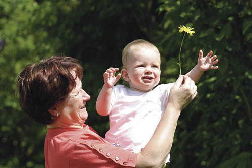 Baby greift nach Blume [ (c) www.BilderBox.com, Erwin Wodicka, Siedlerzeile 3, A-4062 Thening, Tel. + 43 676 5103678.Verwendung nur gegen HONORAR, BELEG,URHEBERVERMERK und den AGBs auf bilderbox.com](in an im auf aus als and beim mit einer einem eine