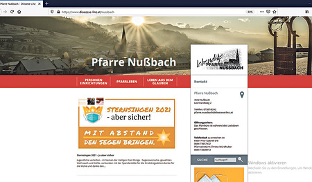 Lebendiger Auftritt der Pfarre im digitalen Raum: www.dioezese-linz.at/nussbach  